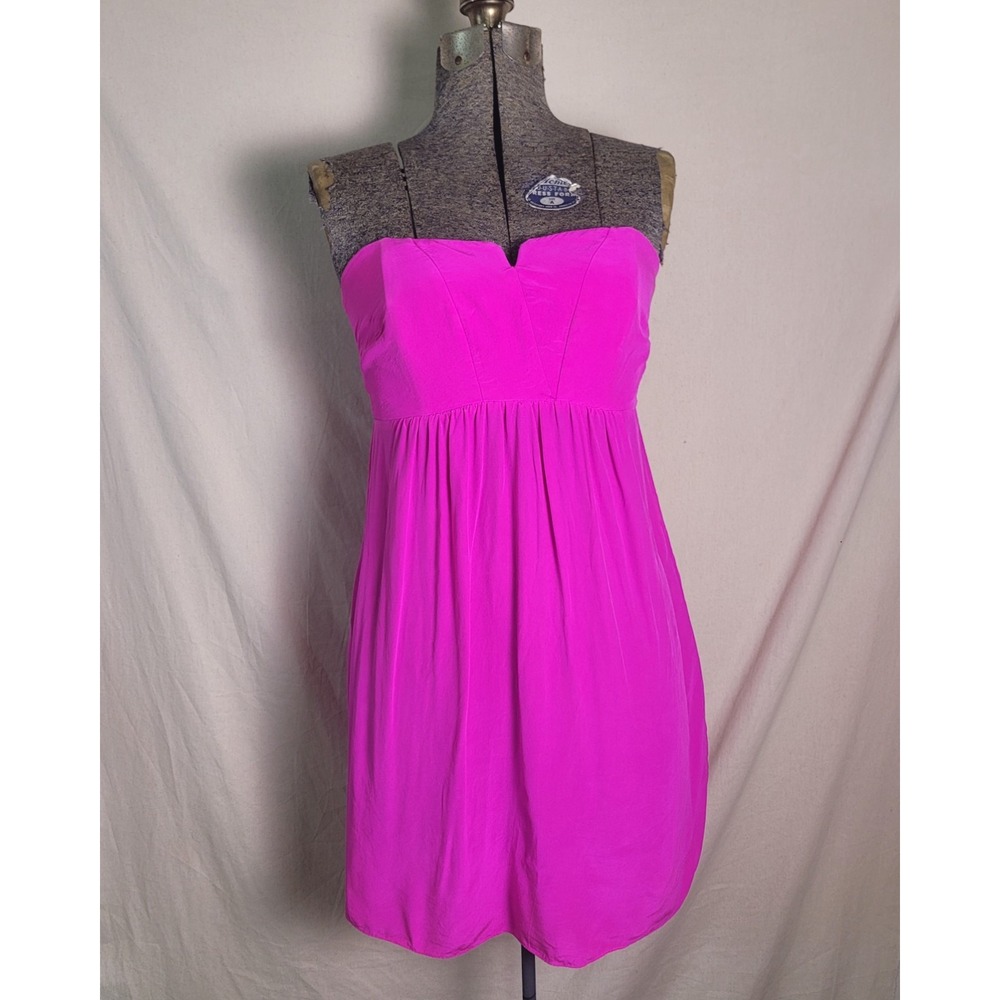Alice And Trixie Hot Pink Silk Strapless Mini Dress Made In NYC USA Bright M